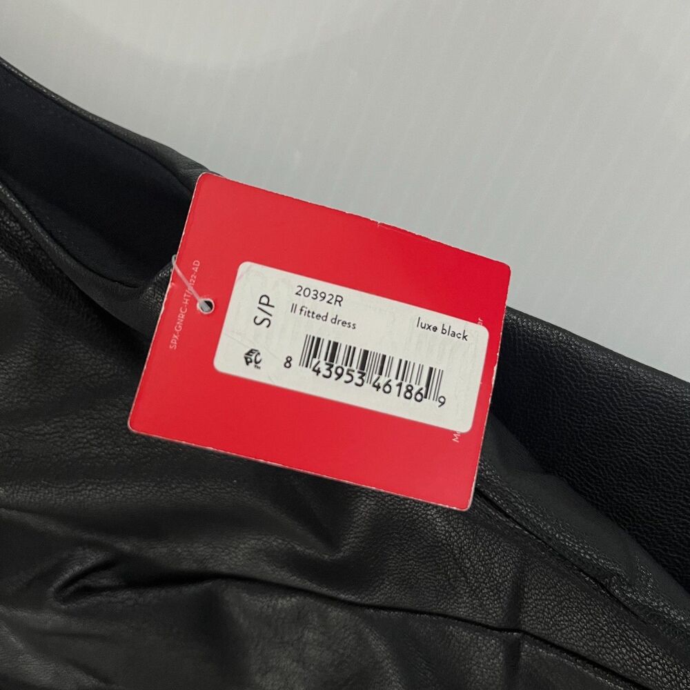 SPANX Leather-Like Sleeveless Sheath Dress Luxe Black NWT Sz Small New $228 - Picture 3 of 10